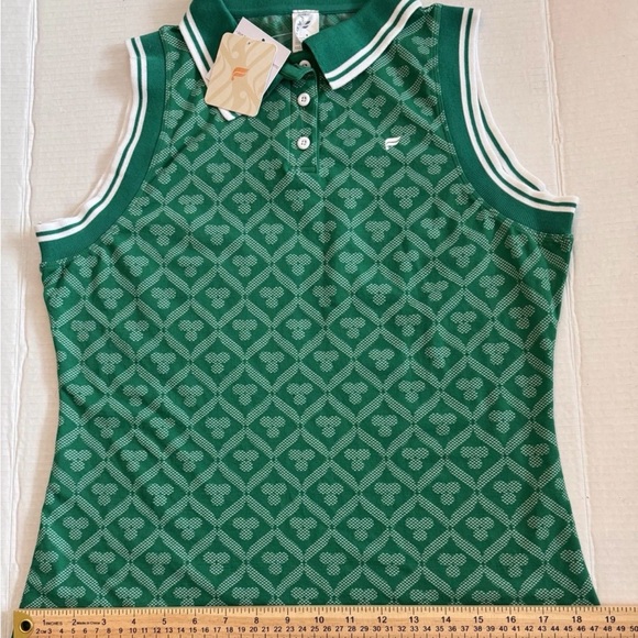 Fabletics Seamless Fairway Green Patterned Polo Top - Picture 2 of 7